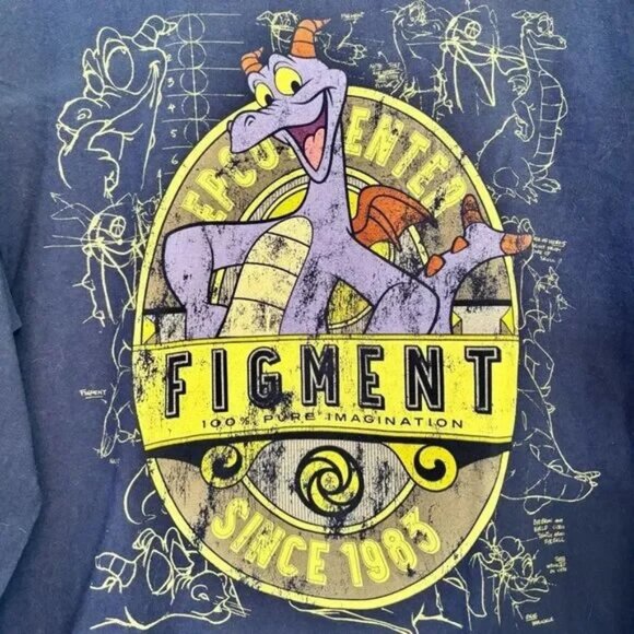 Disney Parks Figment Long Sleeve Graphic Tee | Epcot Imagination OVERSIZED XL NW - Picture 2 of 3